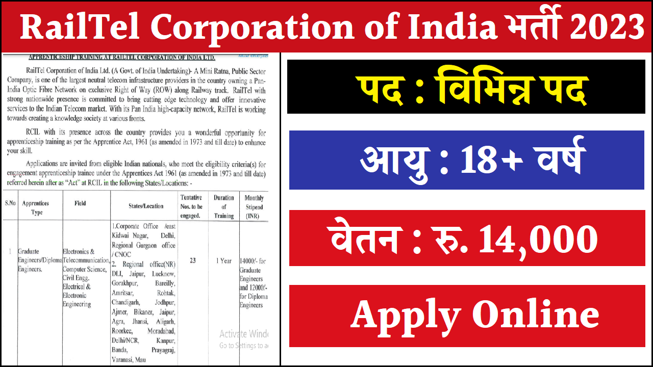 RailTel Corporation of India भर्ती 2023